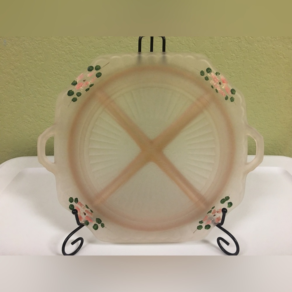 Anchor Hocking Frosted Pink Relish Dish
